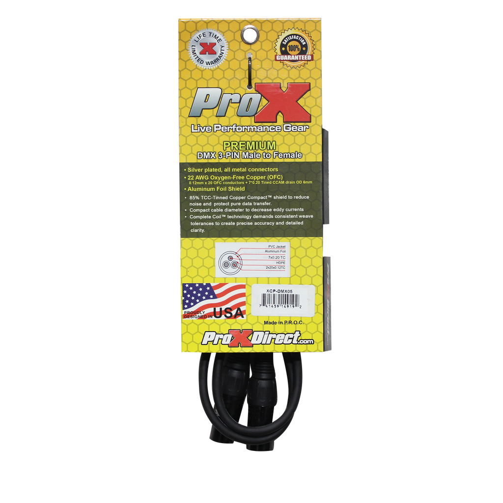 5 Ft. DMX XLR3-M to XLR3-F Premium Cable
