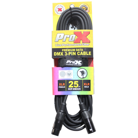 25 Ft. DMX XLR3-M to XLR3-F Premium Cable