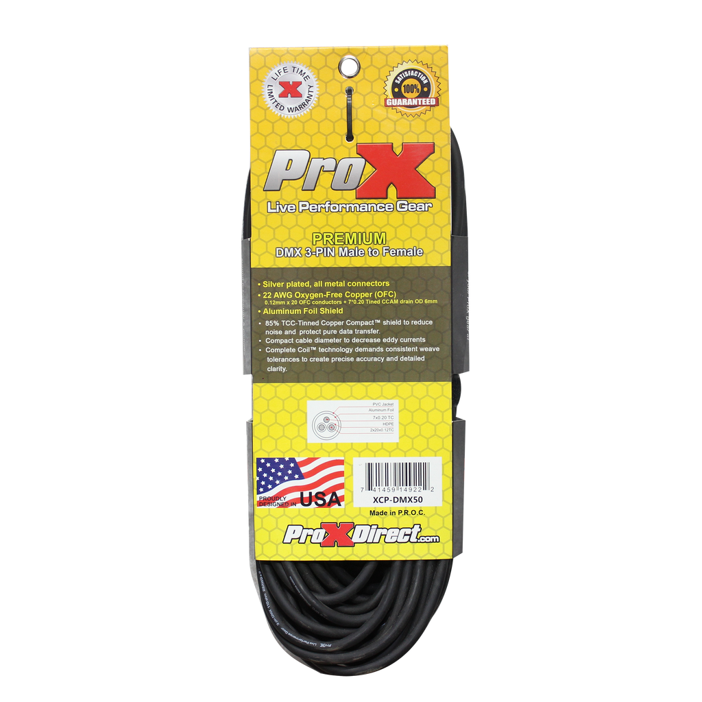 50 Ft. DMX XLR3-M to XLR3-F Premium Cable