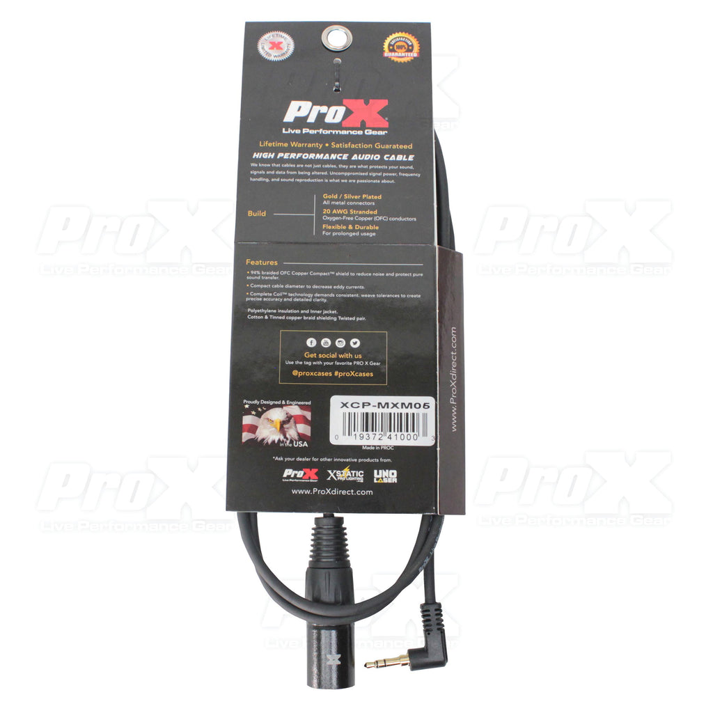 5 Ft. Unbalanced 1/8" (3.5mm) TRS Mini to XLR-M Premium Audio Cable