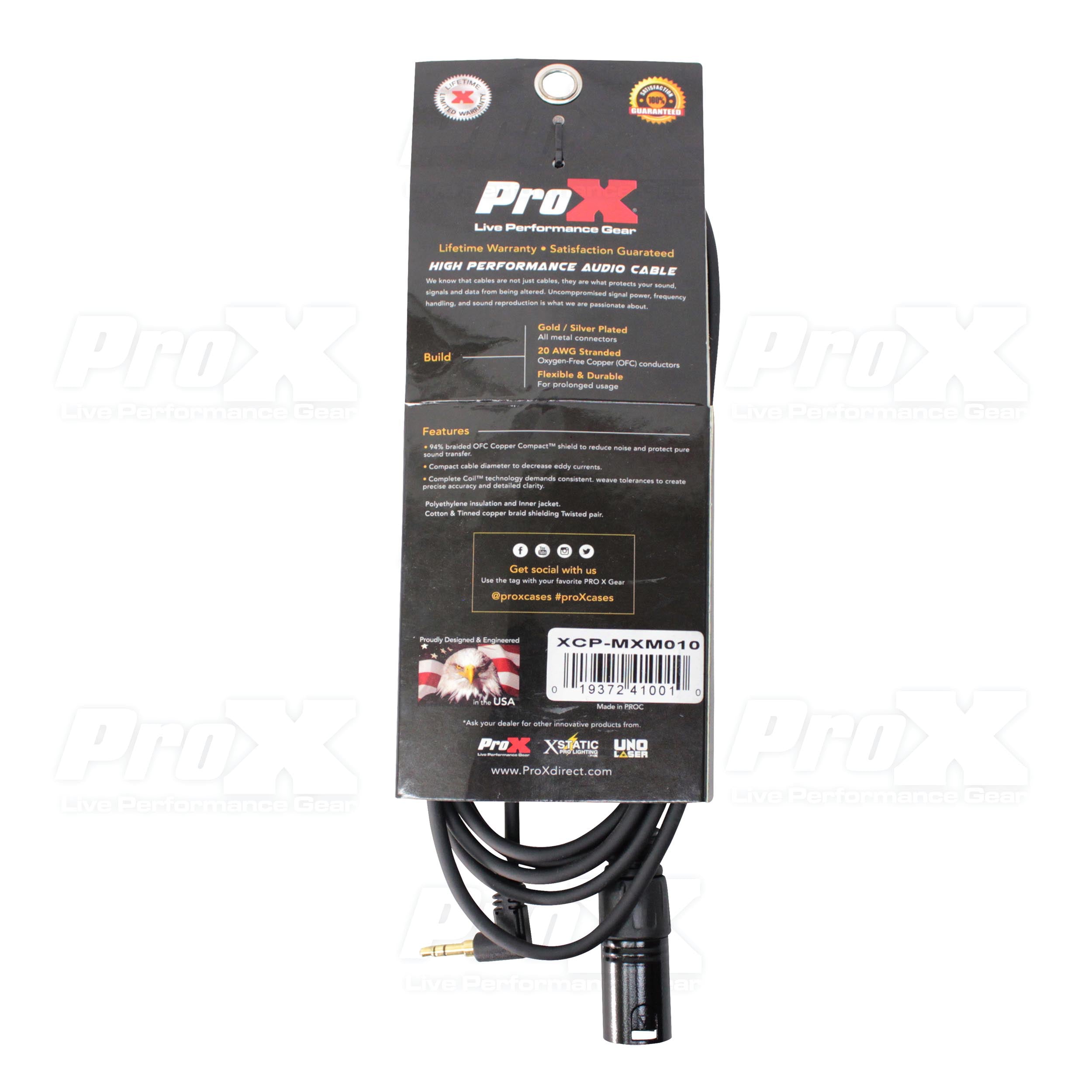 10 Ft. Unbalanced 1/8" (3.5mm) TRS Mini to XLR-M Premium Audio Cable
