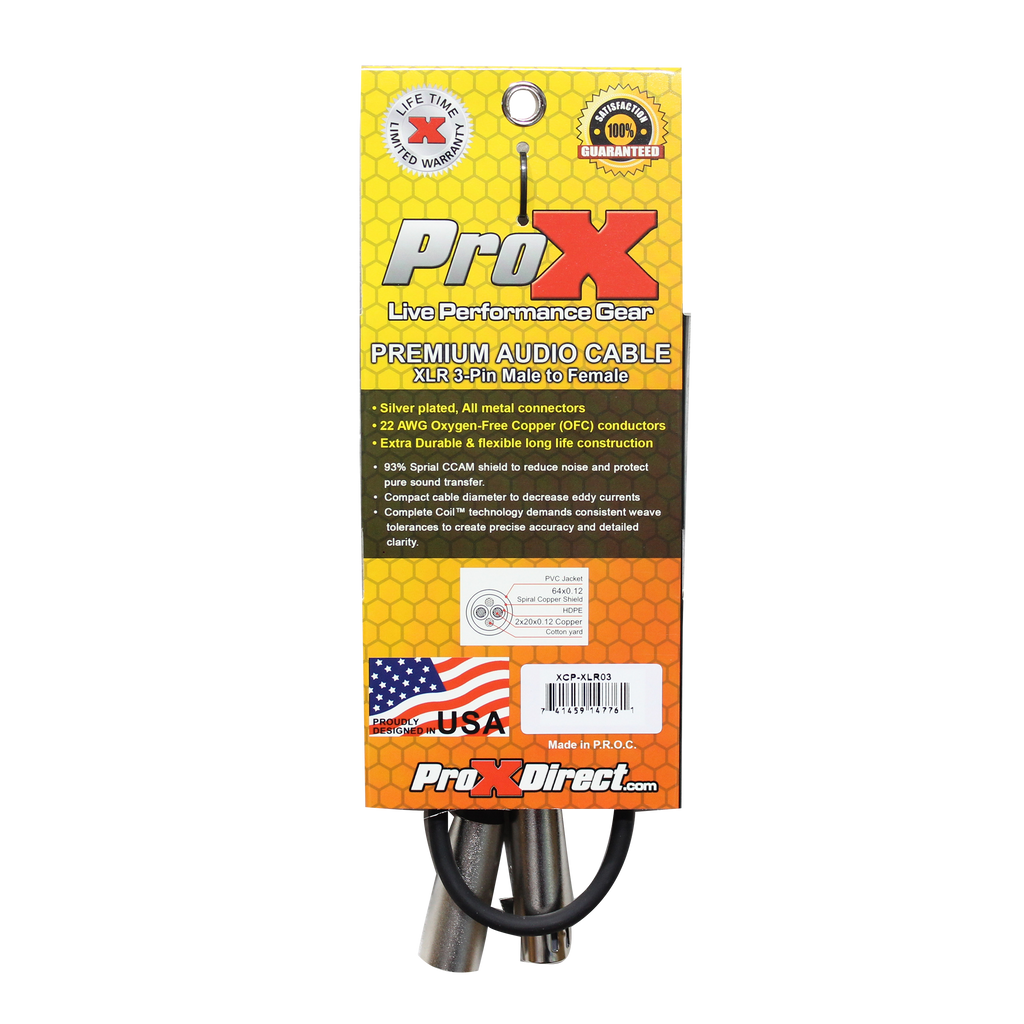 3 Ft. Balanced XLR3-F to XLR3-M Premium Audio Microphone Cable