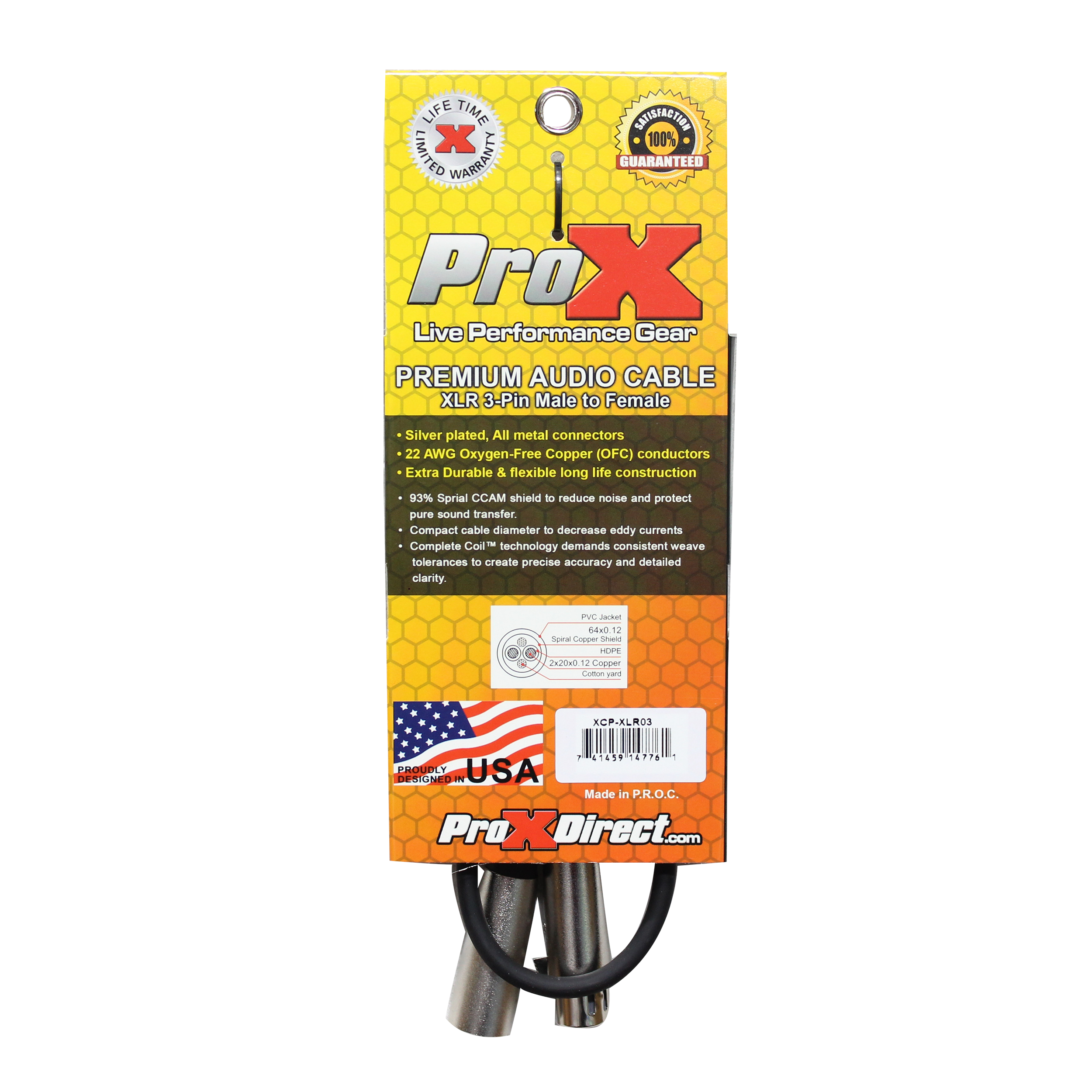 3 Ft. Balanced XLR3-F to XLR3-M Premium Audio Microphone Cable
