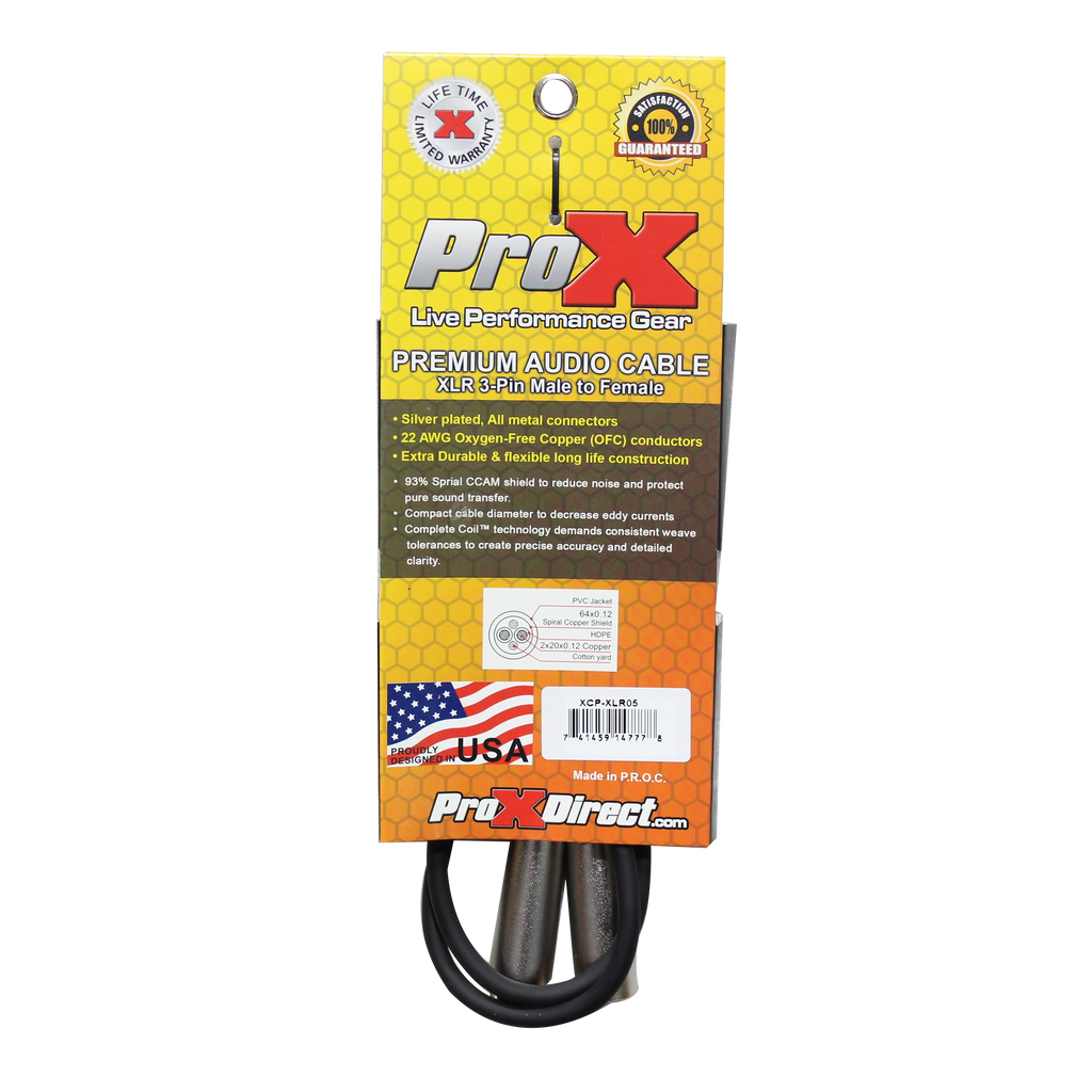 5 Ft. Balanced XLR3-F to XLR3-M Premium Audio Microphone Cable