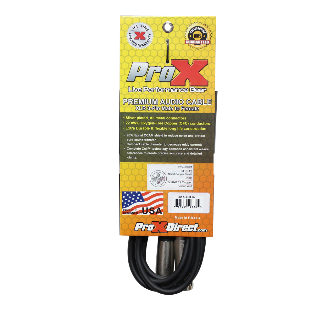 10 Ft. Balanced XLR3-F to XLR3-M Premium Audio Microphone Cable