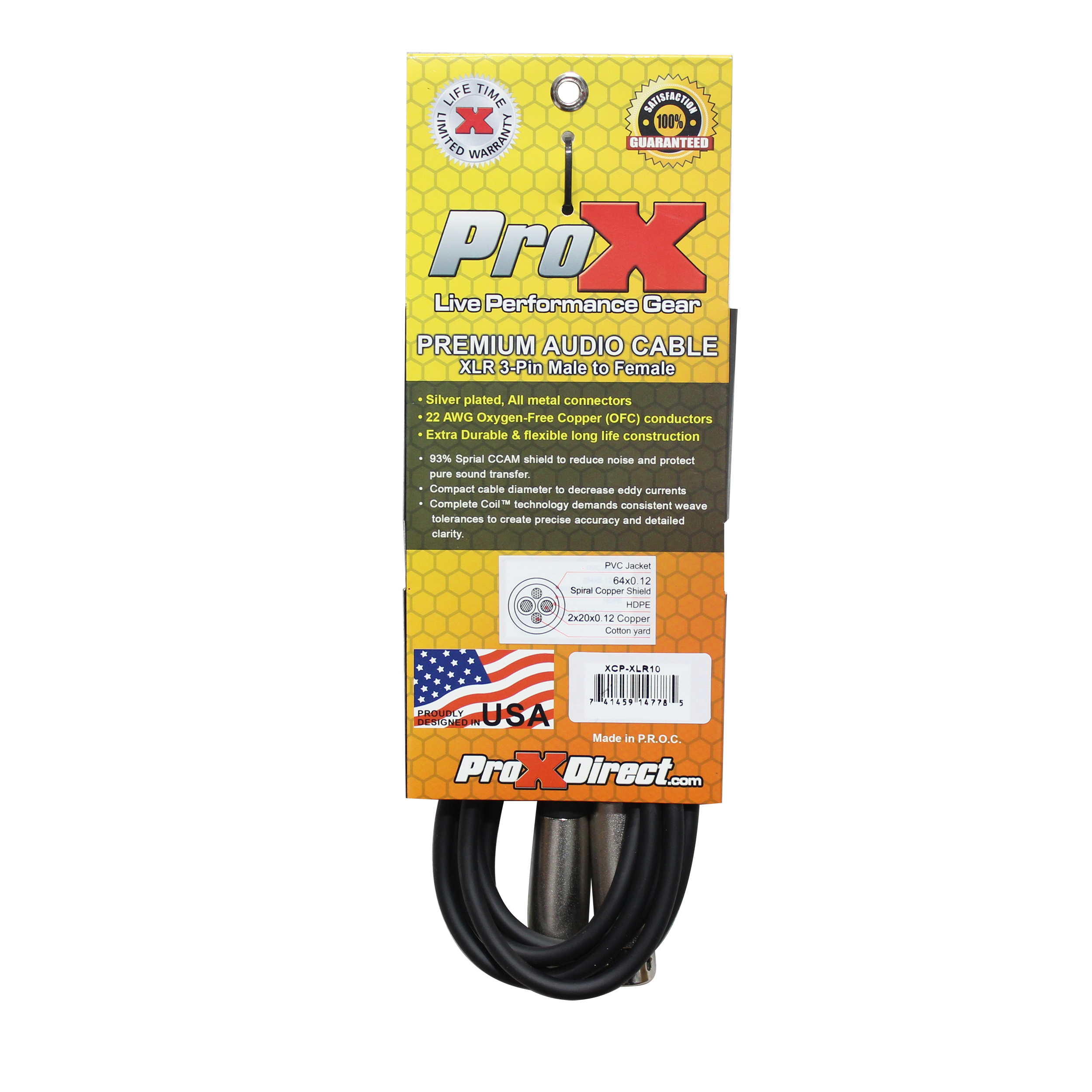 10 Ft. Balanced XLR3-F to XLR3-M Premium Audio Microphone Cable
