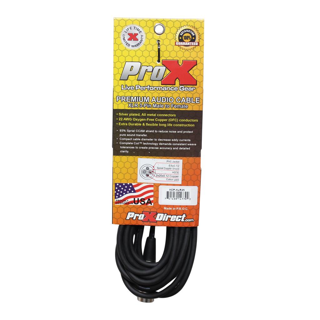 25 Ft. Balanced XLR-F to XLR-M Premium Audio Microphone Cable
