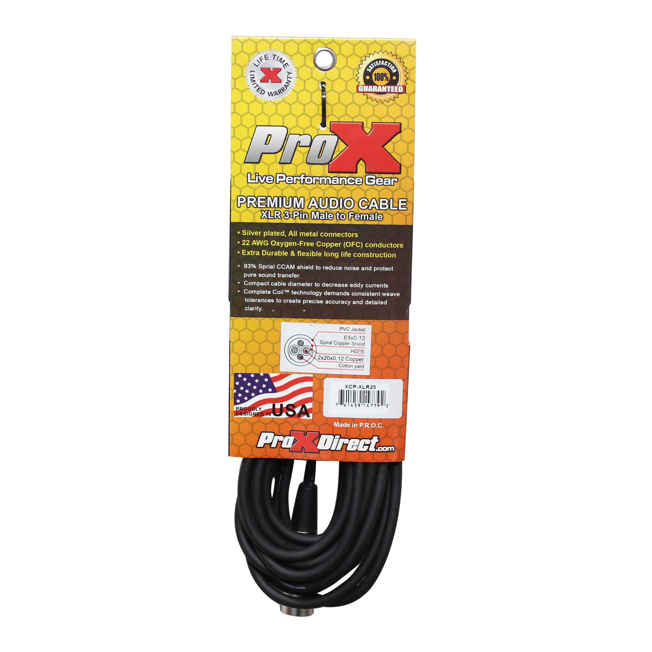 25 Ft. Balanced XLR-F to XLR-M Premium Audio Microphone Cable