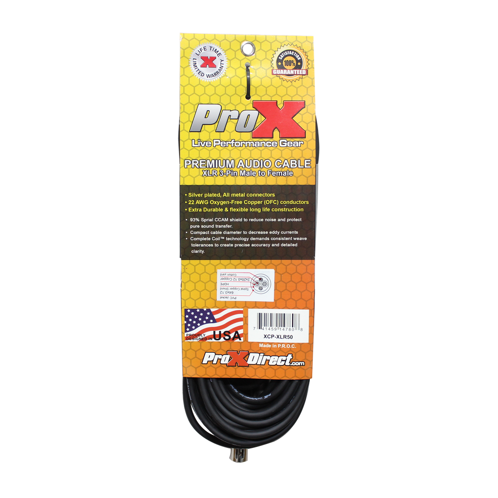 50 Ft. Balanced XLR3-F to XLR3-M Premium Audio-Microphone Cable