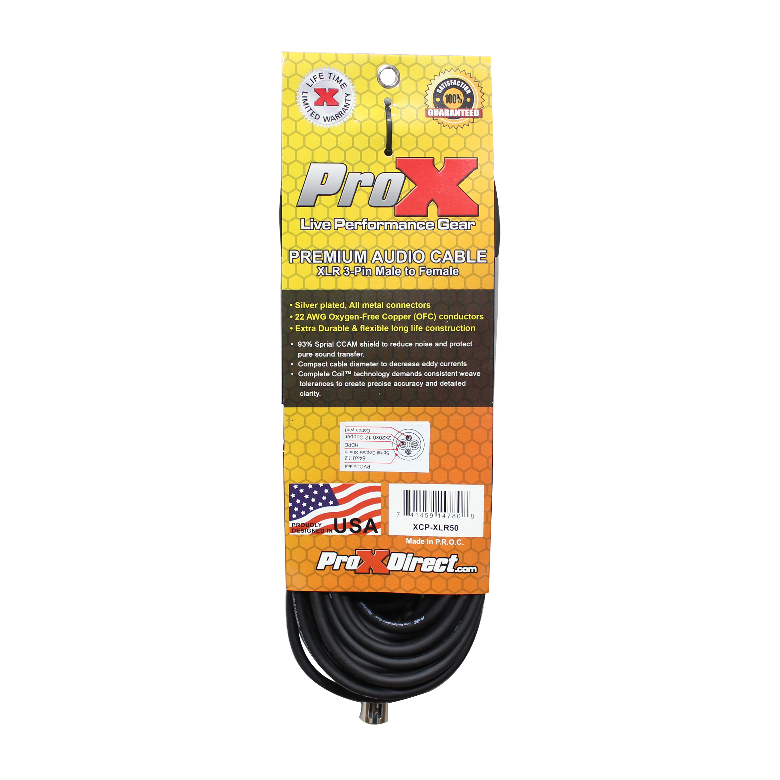 50 Ft. Balanced XLR3-F to XLR3-M Premium Audio-Microphone Cable