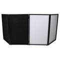 Four Panel Party Black Frame Collapse and Go DJ Facade, Two Side corner Shelves, Carry Bag, 4xBlack and 4xWhite Scrims