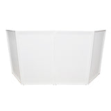 Four Panel Wedding White Frame Collapse and Go DJ Facade, Two Side corner Shelves, Carry Bag, 4xBlack and 4xWhite Scrims