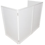 Four Panel Wedding White Frame Collapse and Go DJ Facade, Two Side corner Shelves, Carry Bag, 4xBlack and 4xWhite Scrims