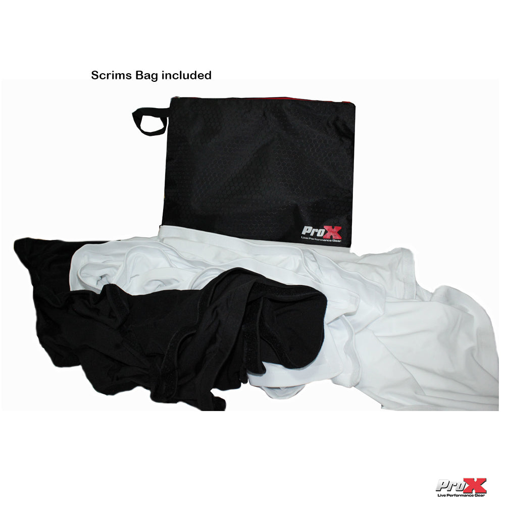 Black Frame 6 Ft foldable 4 Panel Tabletop DJ Facade Front Board booth with Black and White Scrims and poratble bag