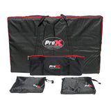 Four Panel Party Black Frame Collapse and Go DJ Facade, Two Side corner Shelves, Carry Bag, 4xBlack and 4xWhite Scrims