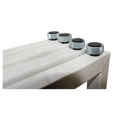 Four Panel Wedding White Frame Collapse and Go DJ Facade, Two Side corner Shelves, Carry Bag, 4xBlack and 4xWhite Scrims