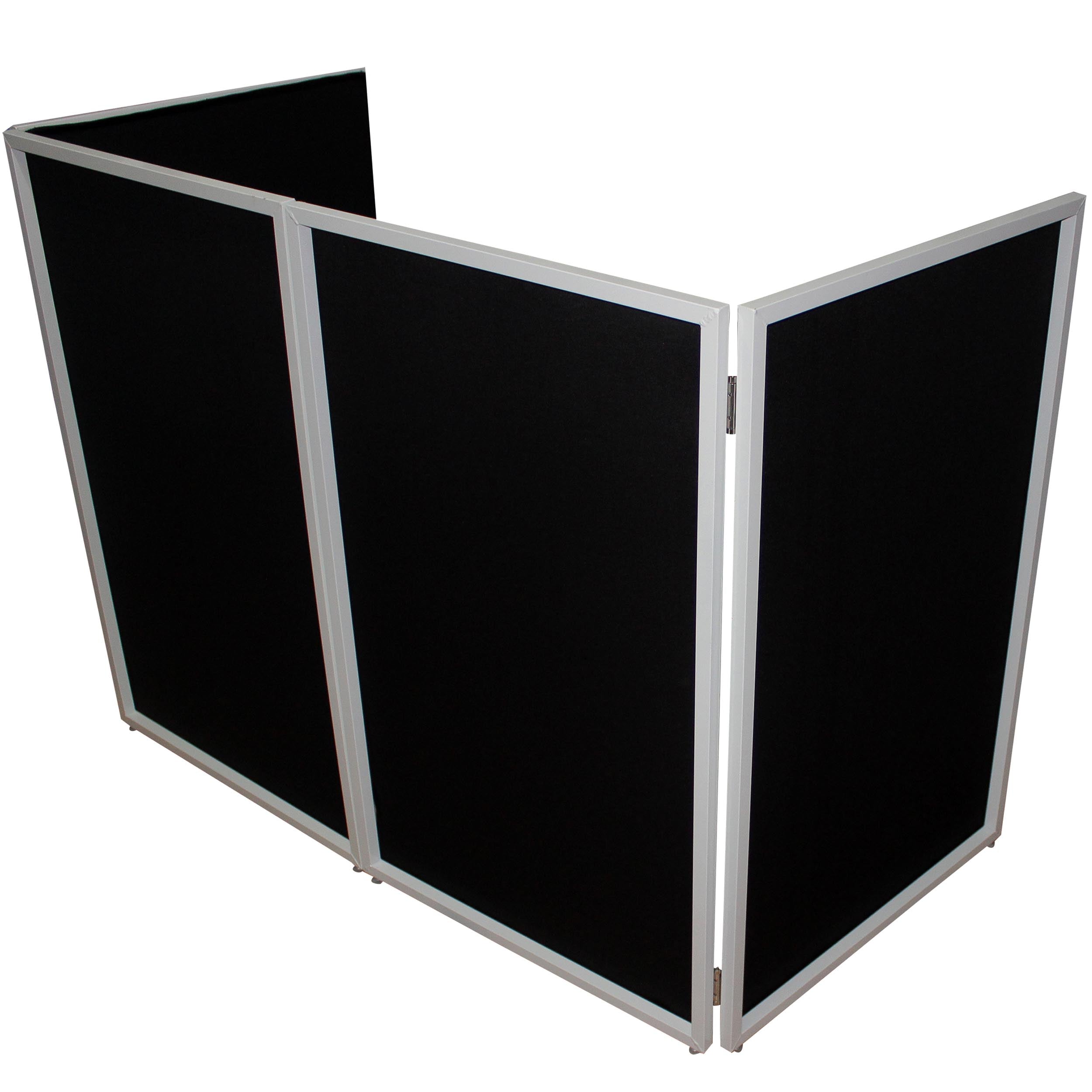 Four Panel Wedding White Frame Collapse and Go DJ Facade, Two Side corner Shelves, Carry Bag, 4xBlack and 4xWhite Scrims