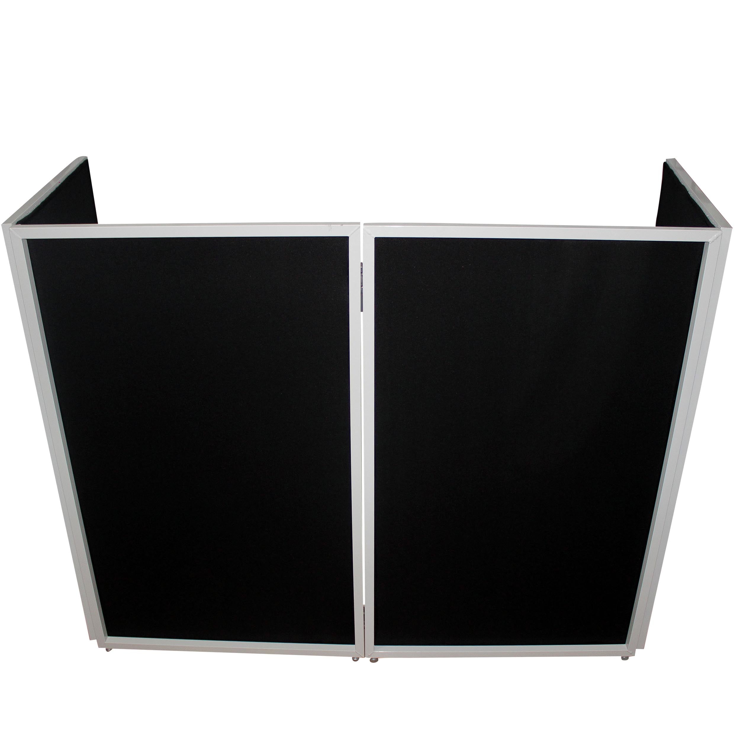 Four Panel Wedding White Frame Collapse and Go DJ Facade, Two Side corner Shelves, Carry Bag, 4xBlack and 4xWhite Scrims