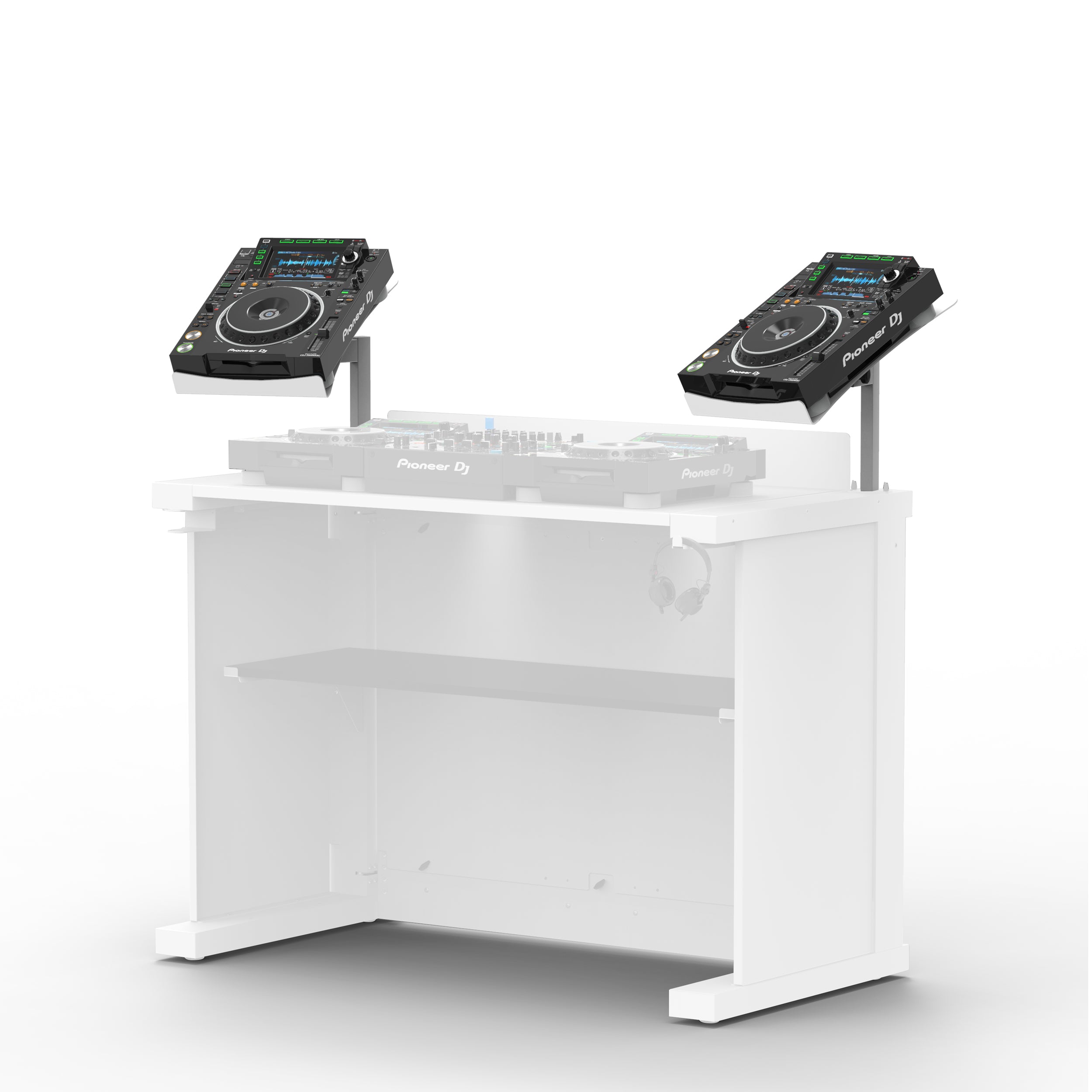 WHITE Universal CDJ Player Mounting Stand for B3 DJ Table Workstation by Humpter