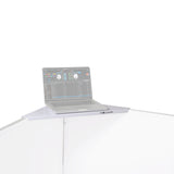 Four Panel Wedding White Frame Collapse and Go DJ Facade, Two Side corner Shelves, Carry Bag, 4xBlack and 4xWhite Scrims
