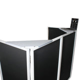 Four Panel Wedding White Frame Collapse and Go DJ Facade, Two Side corner Shelves, Carry Bag, 4xBlack and 4xWhite Scrims