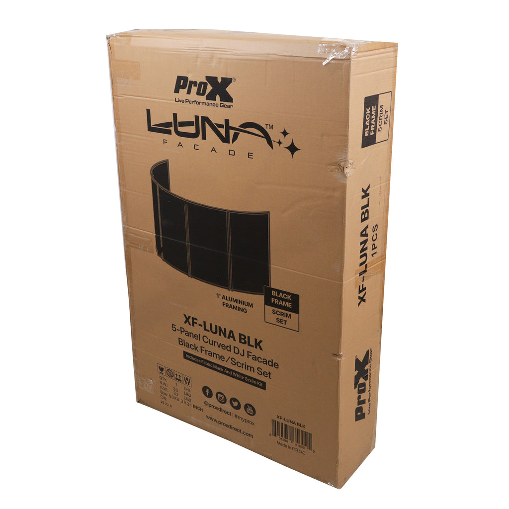 LUNA DJ Facade 5 Panel Curved with Black White Scrim Kit Black Hardware