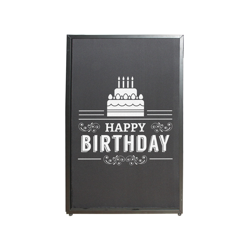 Happy Birthday Facade Enhancement Scrim - White Print on Black | Set of Two