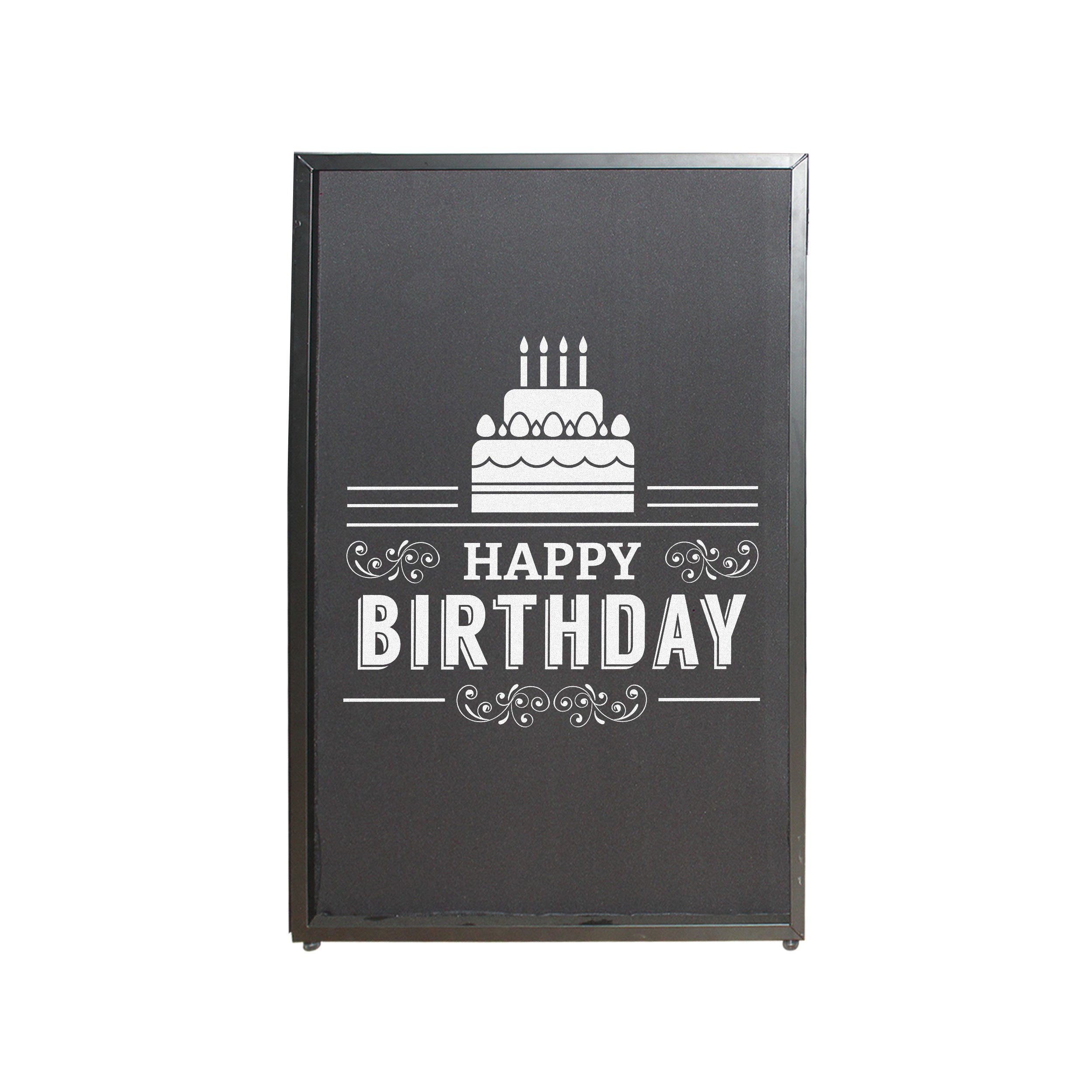 Happy Birthday Facade Enhancement Scrim - White Print on Black | Set of Two