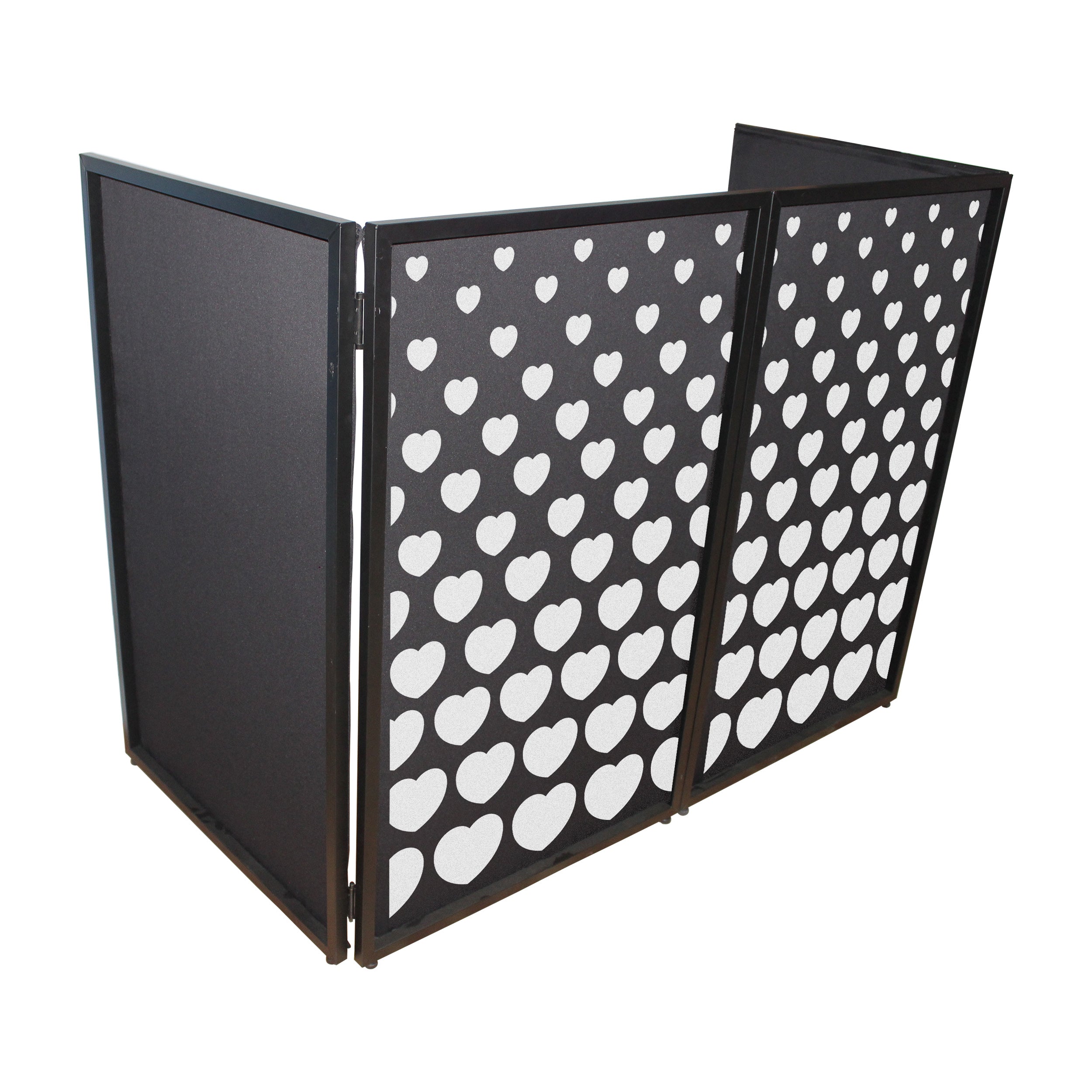 Stepped Hearts Facade Enhancement Scrims - White Hearts on Black | Set of Two