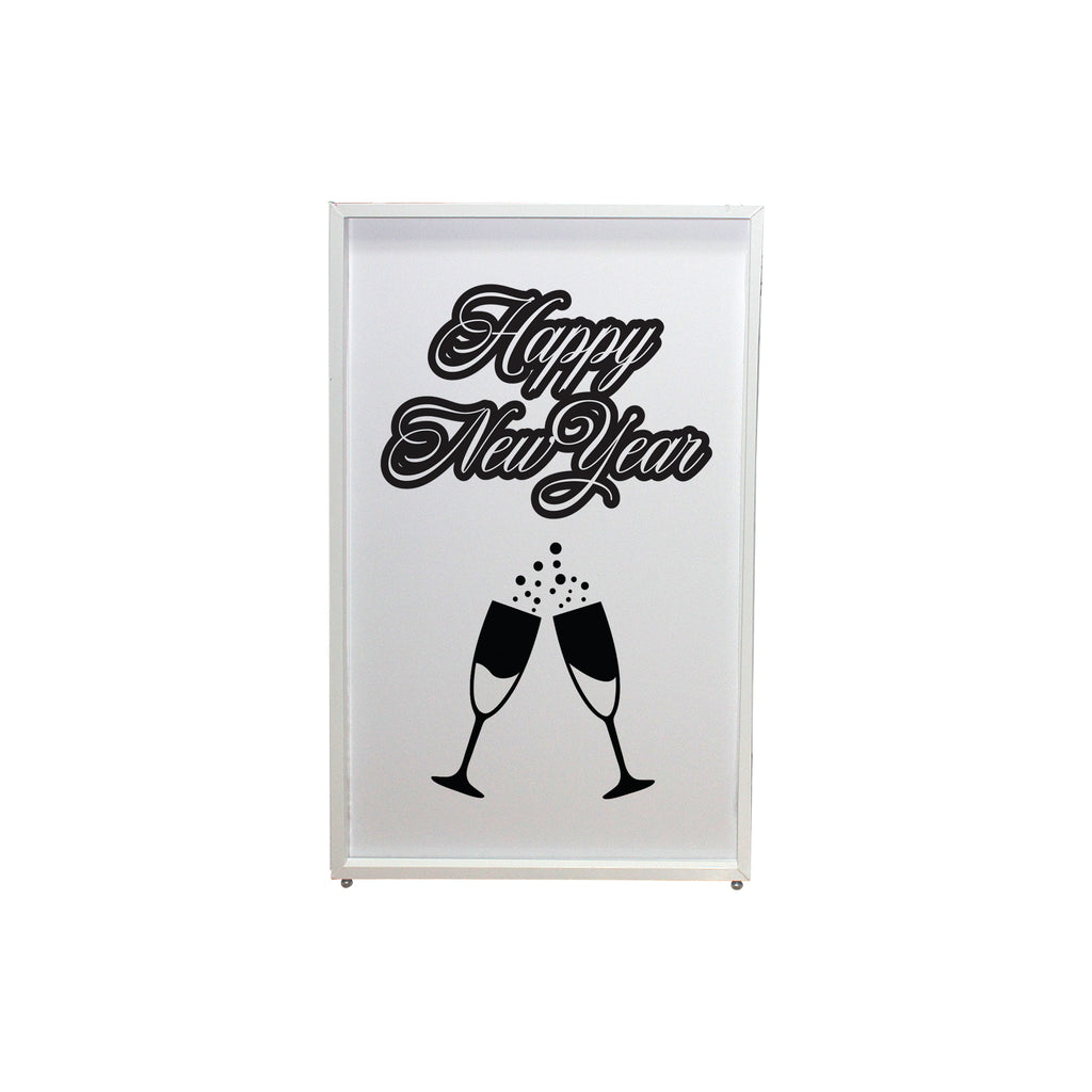 New Year Toast Design Enhancement Scrim - Black Script on White | Set of Two
