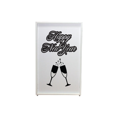 New Year Toast Design Enhancement Scrim - Black Script on White | Set of Two