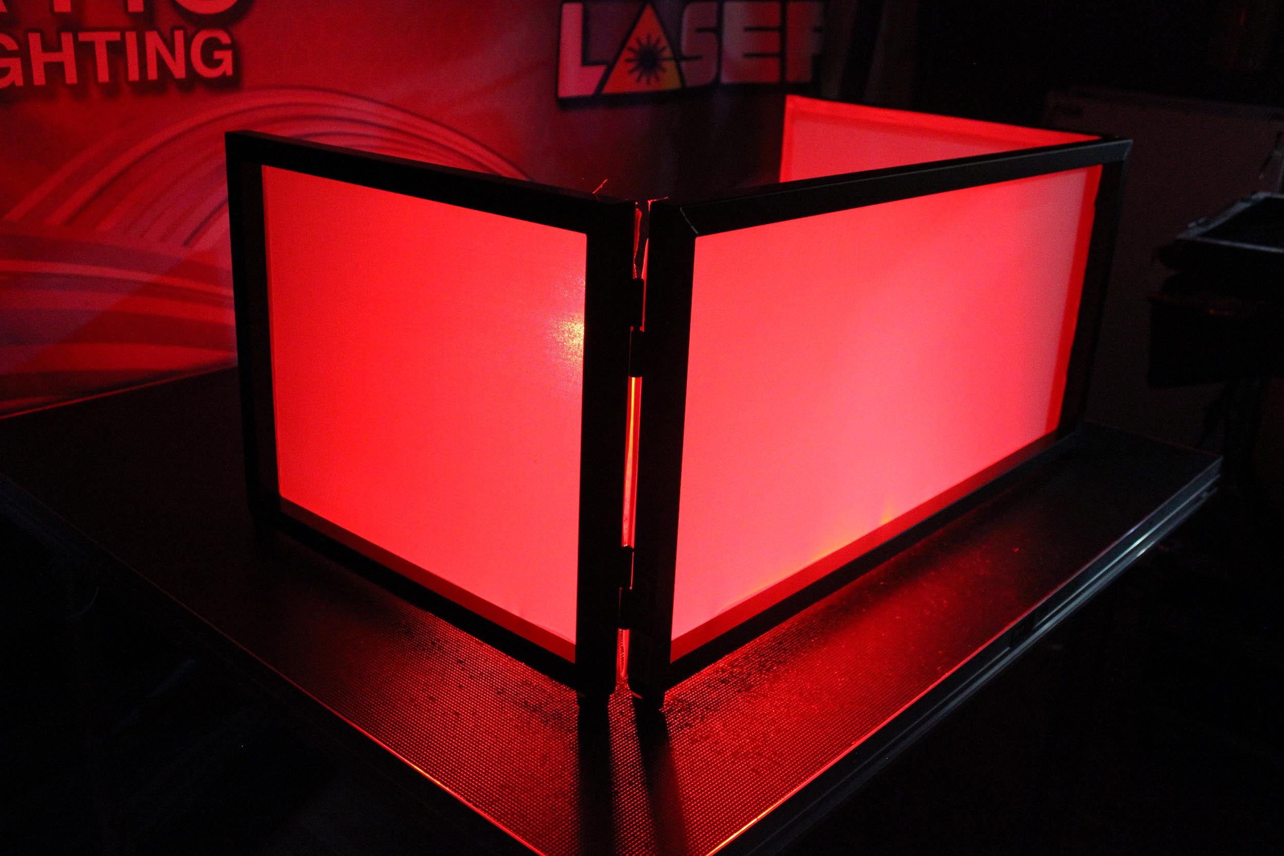 Black Frame 6 Ft foldable 4 Panel Tabletop DJ Facade Front Board booth with Black and White Scrims and poratble bag