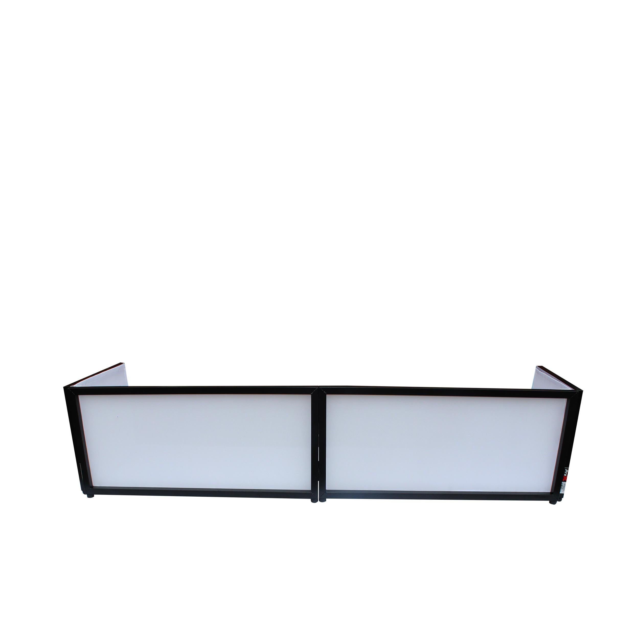 Black Frame 6 Ft foldable 4 Panel Tabletop DJ Facade Front Board booth with Black and White Scrims and poratble bag