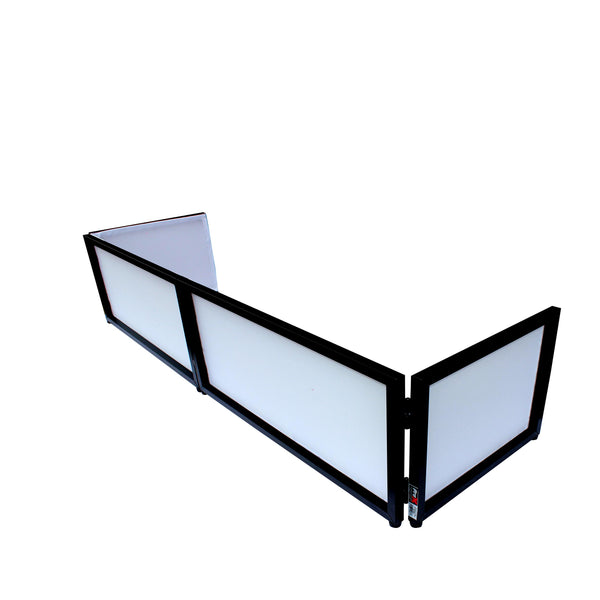 Black Frame 6 Ft foldable 4 Panel Tabletop DJ Facade Front Board booth with Black and White Scrims and poratble bag