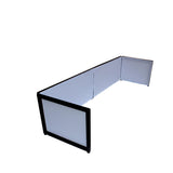 Black Frame 6 Ft foldable 4 Panel Tabletop DJ Facade Front Board booth with Black and White Scrims and poratble bag