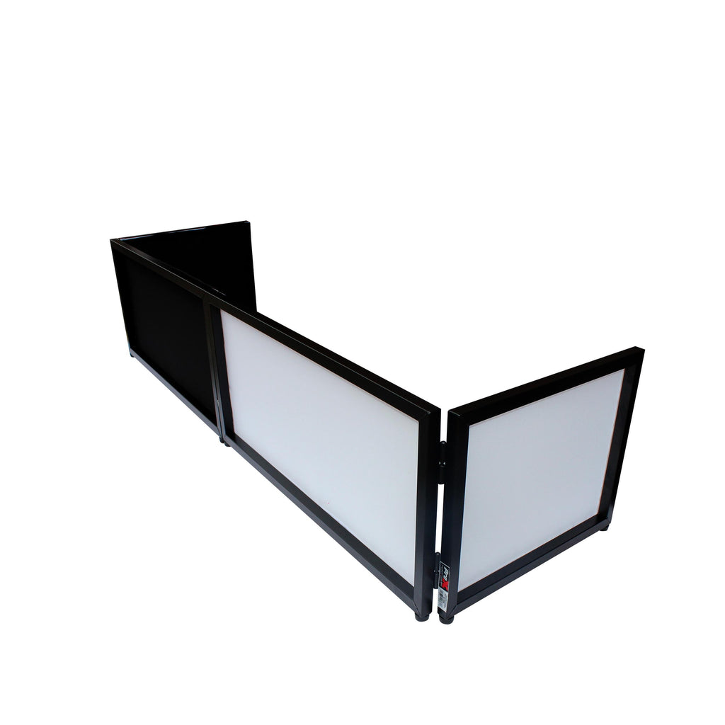 Black Frame 6 Ft foldable 4 Panel Tabletop DJ Facade Front Board booth with Black and White Scrims and poratble bag