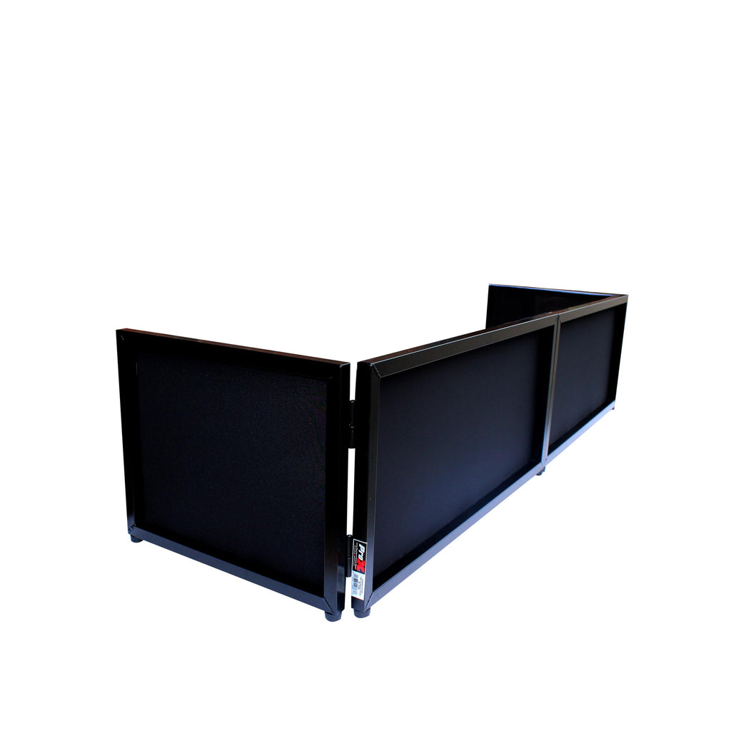 Black Frame 6 Ft foldable 4 Panel Tabletop DJ Facade Front Board booth with Black and White Scrims and poratble bag