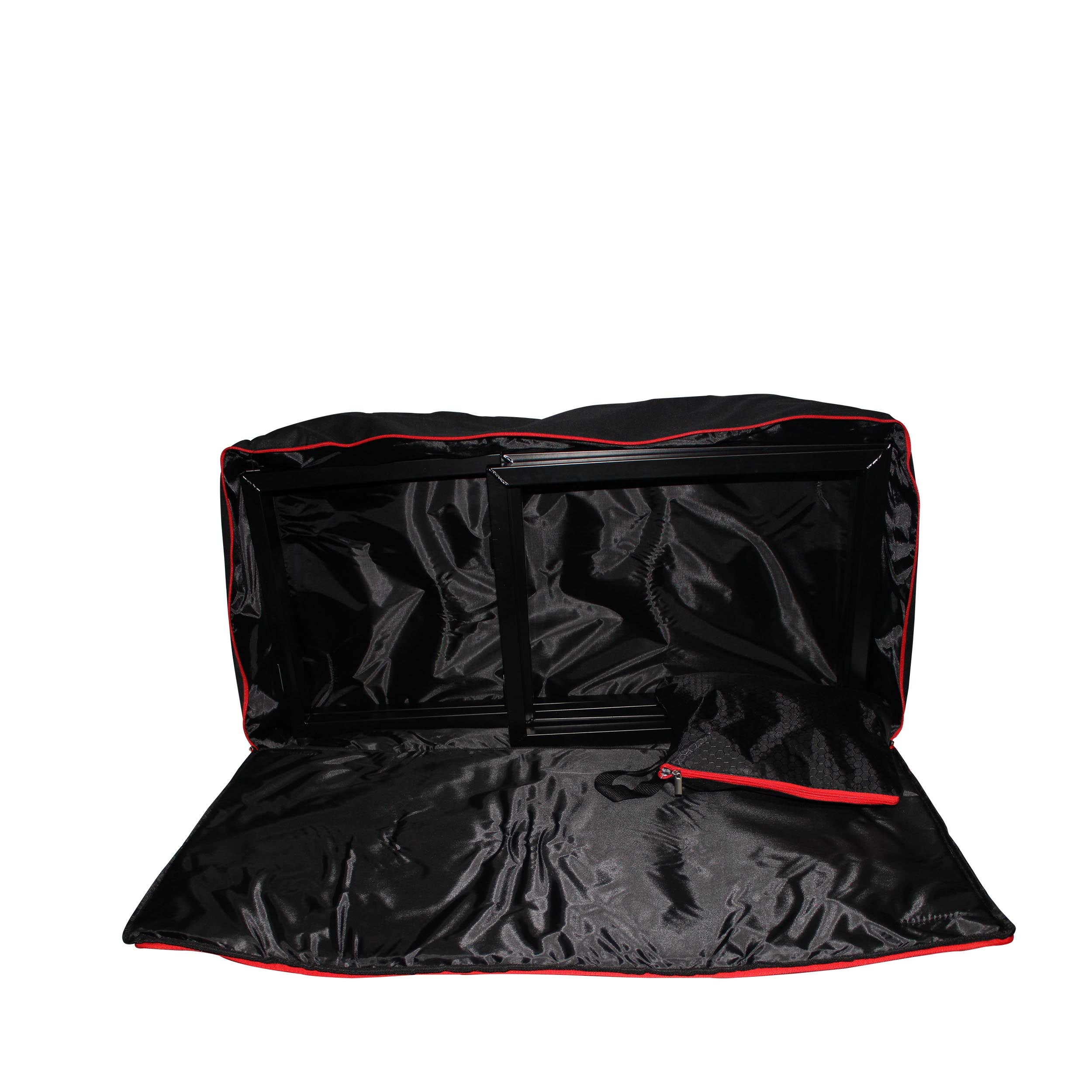 Black Frame 6 Ft foldable 4 Panel Tabletop DJ Facade Front Board booth with Black and White Scrims and poratble bag