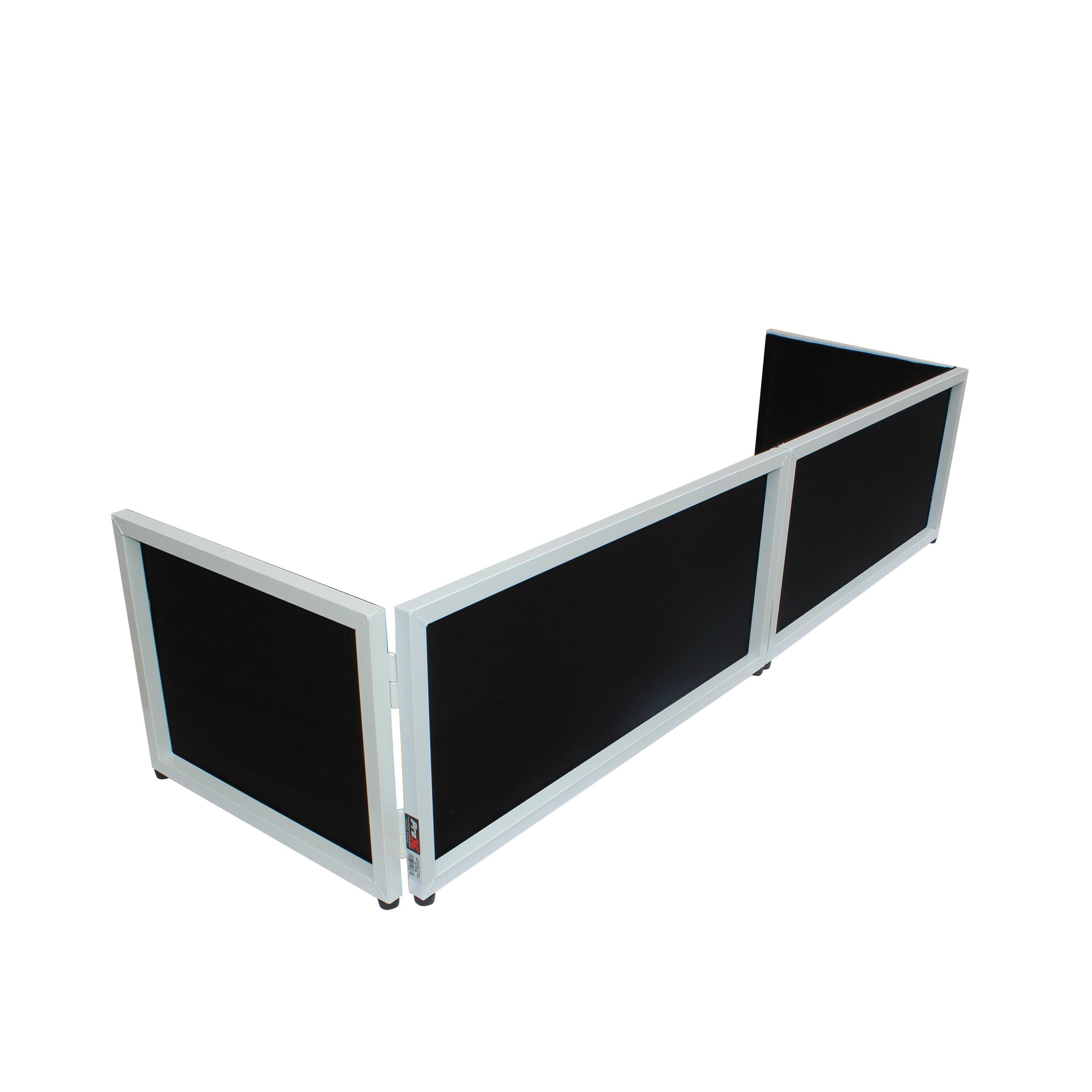 White Frame 6 Ft foldable 4 Panel Tabletop DJ Facade Front Board booth with Black and White Scrims and poratble bag