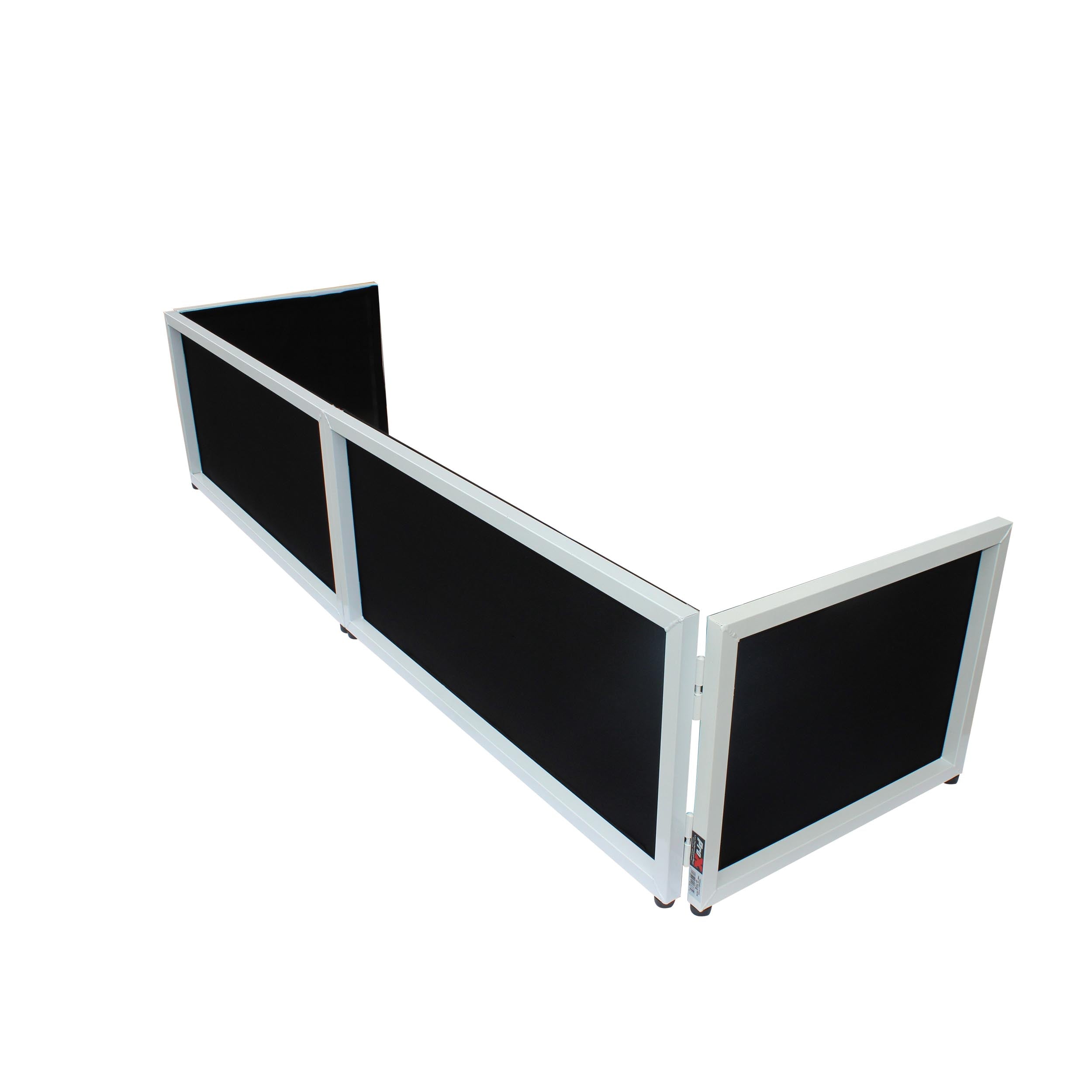 White Frame 6 Ft foldable 4 Panel Tabletop DJ Facade Front Board booth with Black and White Scrims and poratble bag