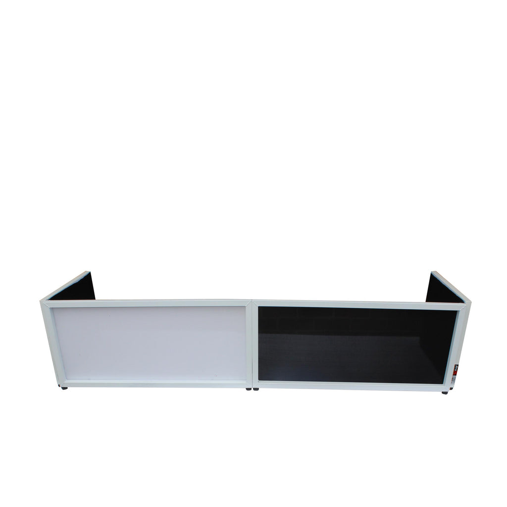 White Frame 6 Ft foldable 4 Panel Tabletop DJ Facade Front Board booth with Black and White Scrims and poratble bag