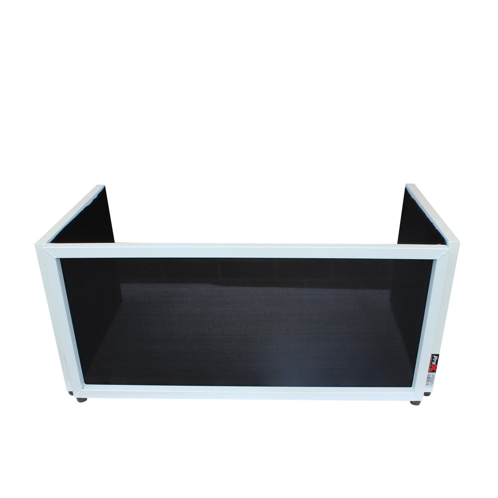 White Frame 6 Ft foldable 4 Panel Tabletop DJ Facade Front Board booth with Black and White Scrims and poratble bag