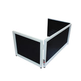 White Frame 6 Ft foldable 4 Panel Tabletop DJ Facade Front Board booth with Black and White Scrims and poratble bag