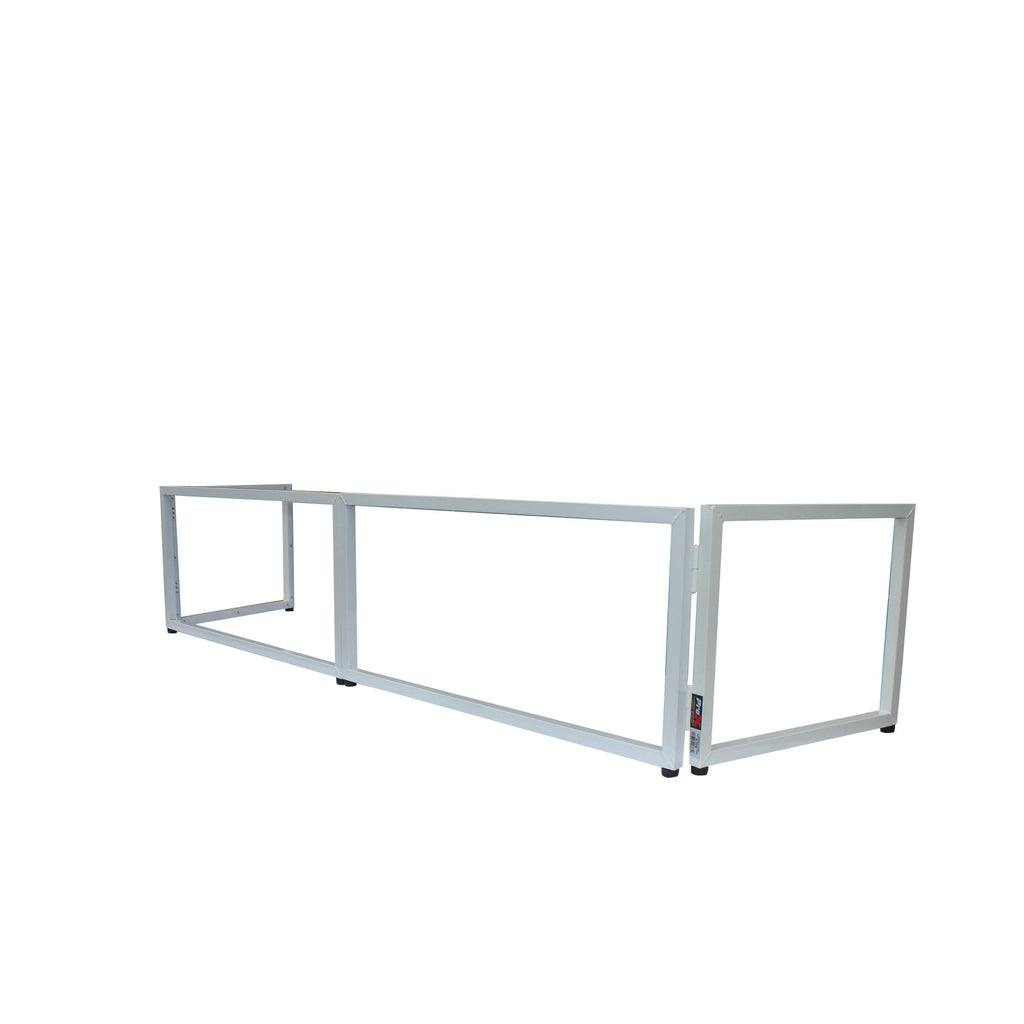White Frame 6 Ft foldable 4 Panel Tabletop DJ Facade Front Board booth with Black and White Scrims and poratble bag