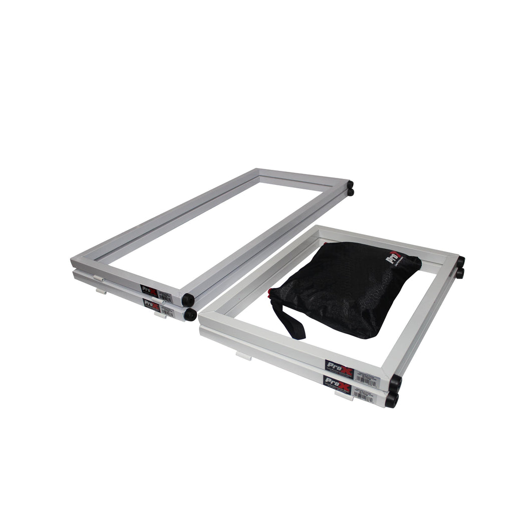 White Frame 6 Ft foldable 4 Panel Tabletop DJ Facade Front Board booth with Black and White Scrims and poratble bag