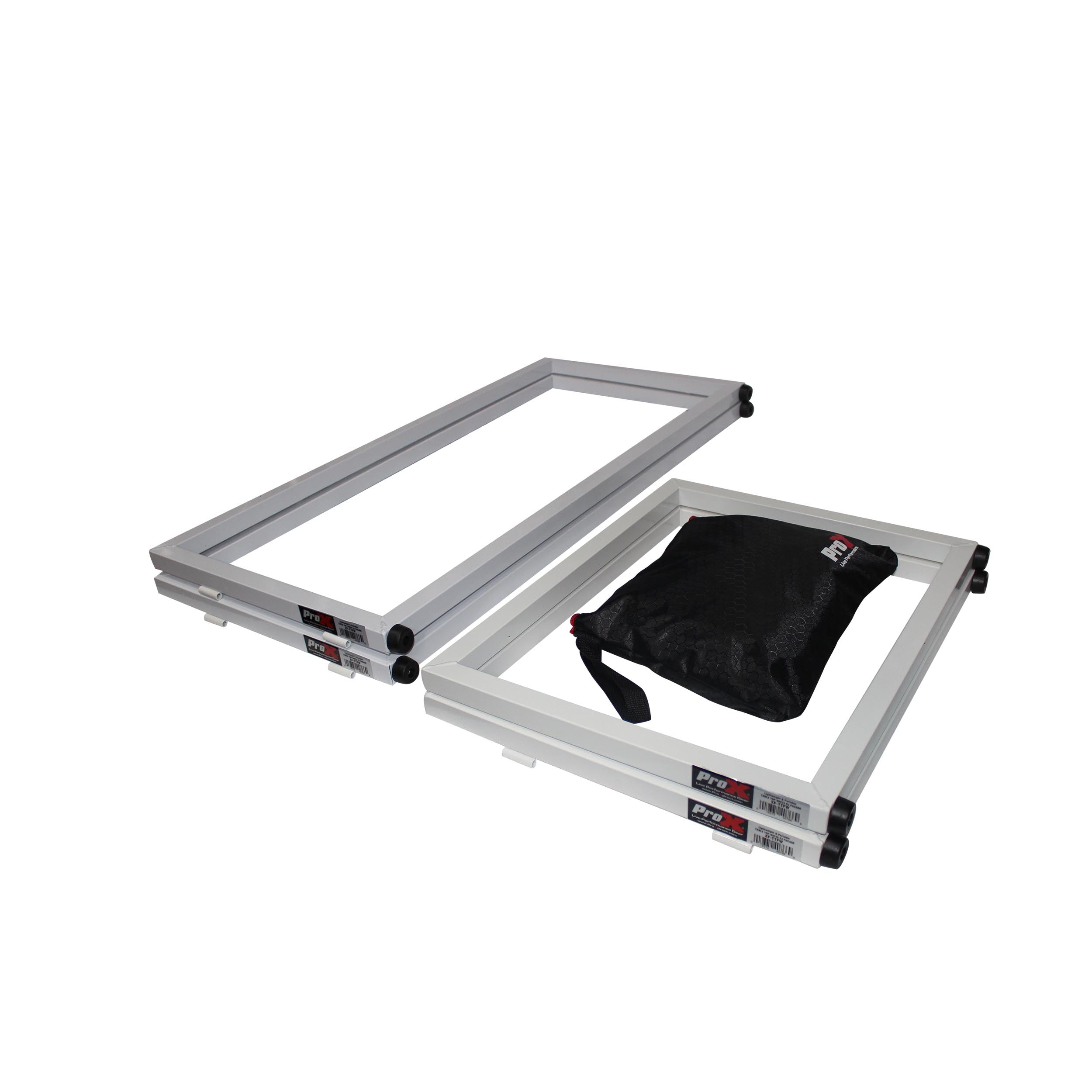 White Frame 6 Ft foldable 4 Panel Tabletop DJ Facade Front Board booth with Black and White Scrims and poratble bag