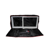 White Frame 6 Ft foldable 4 Panel Tabletop DJ Facade Front Board booth with Black and White Scrims and poratble bag