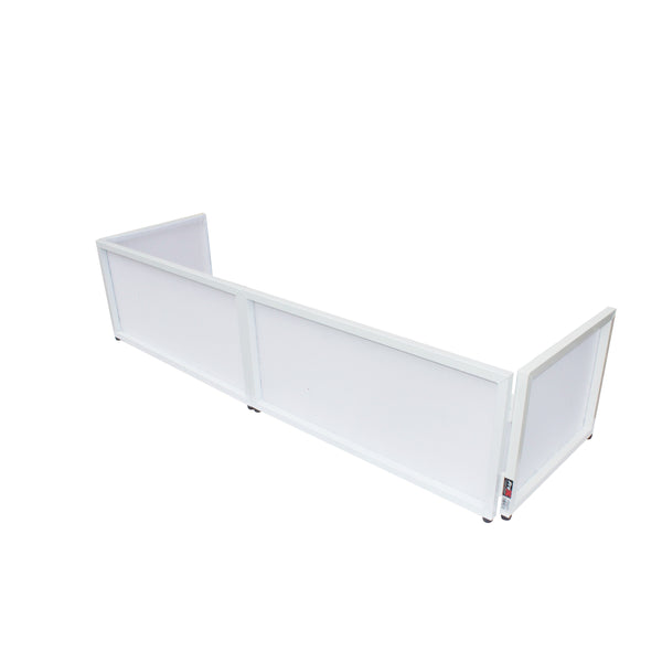 White Frame 6 Ft foldable 4 Panel Tabletop DJ Facade Front Board booth with Black and White Scrims and poratble bag