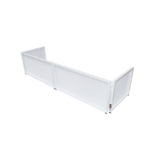 White Frame 6 Ft foldable 4 Panel Tabletop DJ Facade Front Board booth with Black and White Scrims and poratble bag