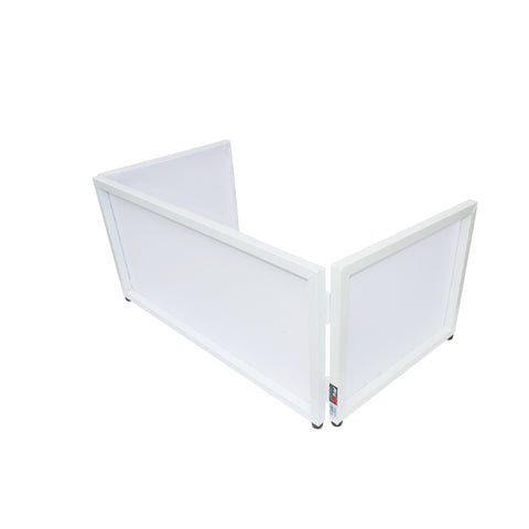 White Frame 6 Ft foldable 4 Panel Tabletop DJ Facade Front Board booth with Black and White Scrims and poratble bag